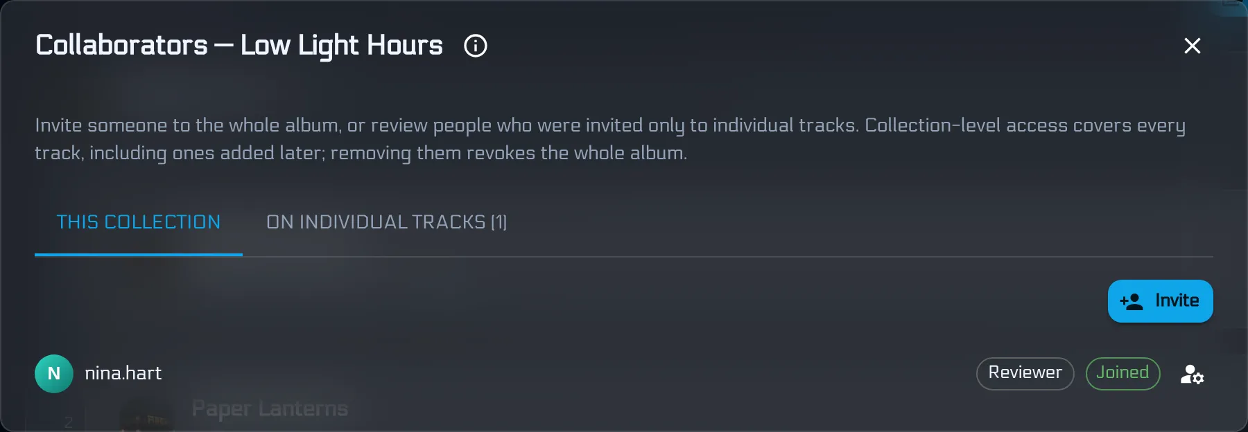 Inviting an external collaborator to a song in BandVolt