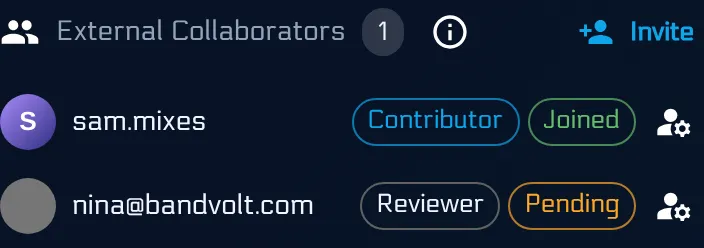 Collaborators list showing Contributor and Reviewer role chips