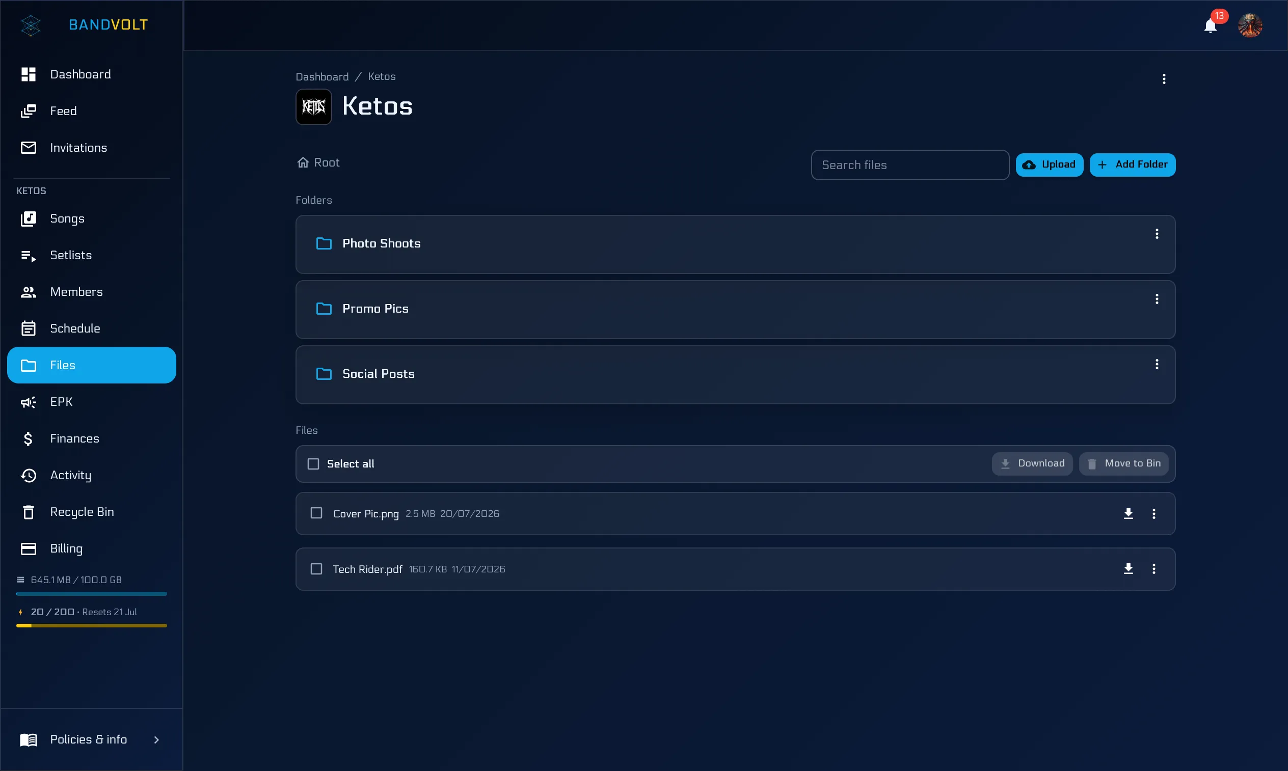 Band file manager
