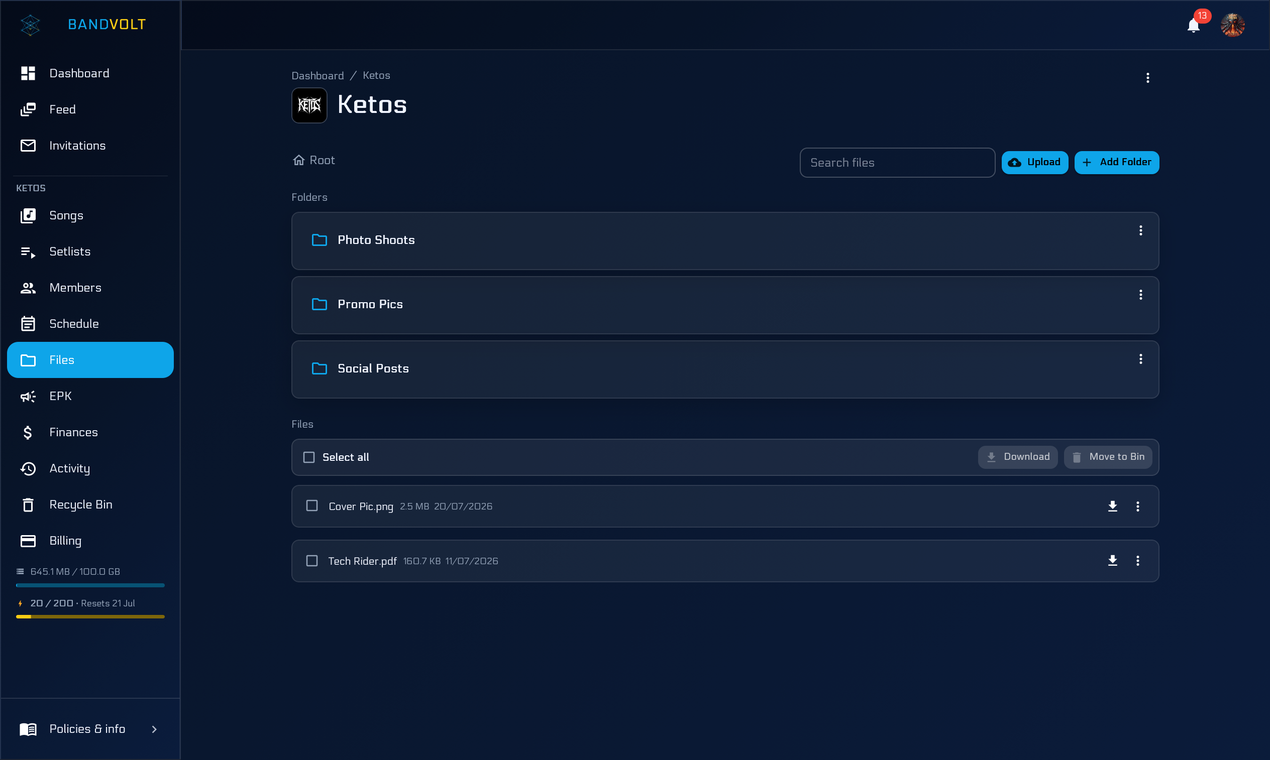 Band file manager