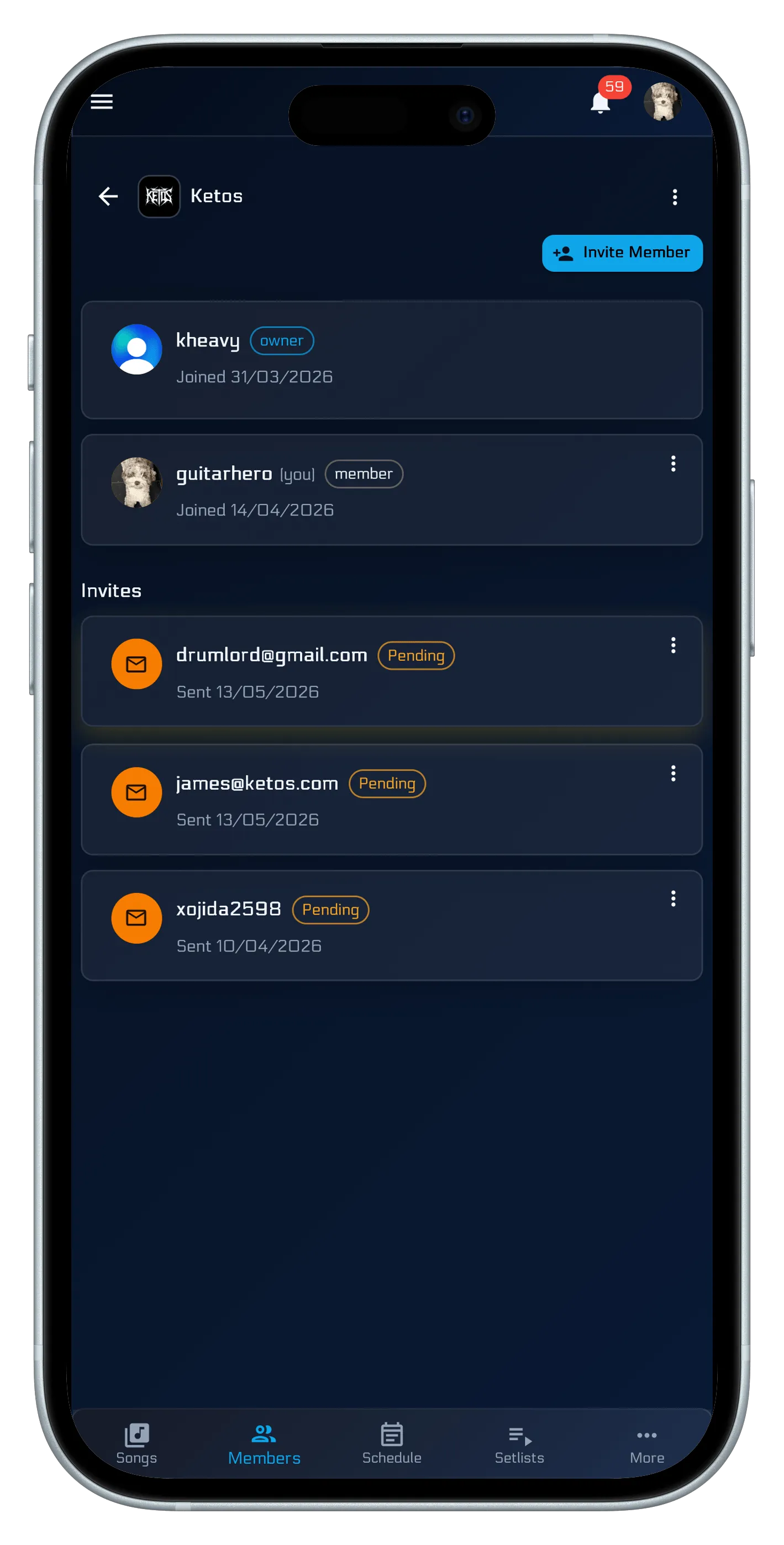 Invite your team — no shared login, no faff on mobile