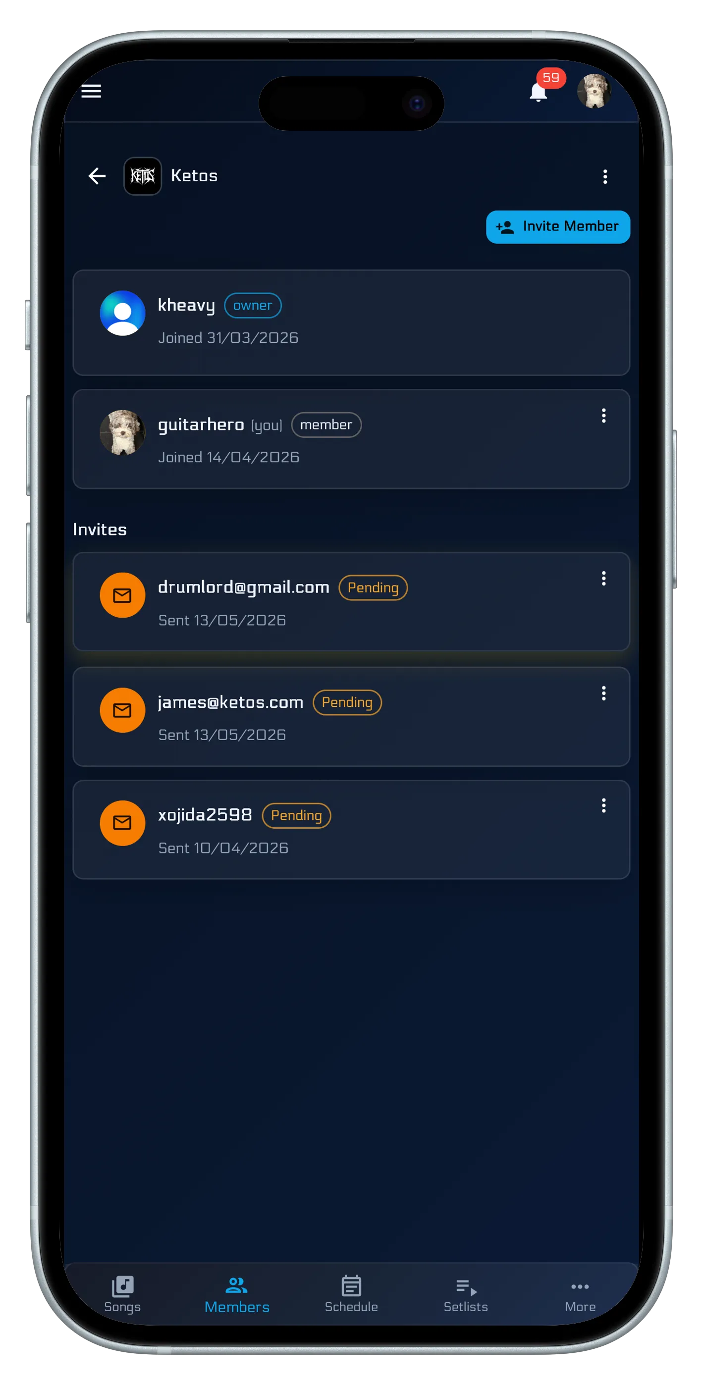 Invite your team — no shared login, no faff on mobile