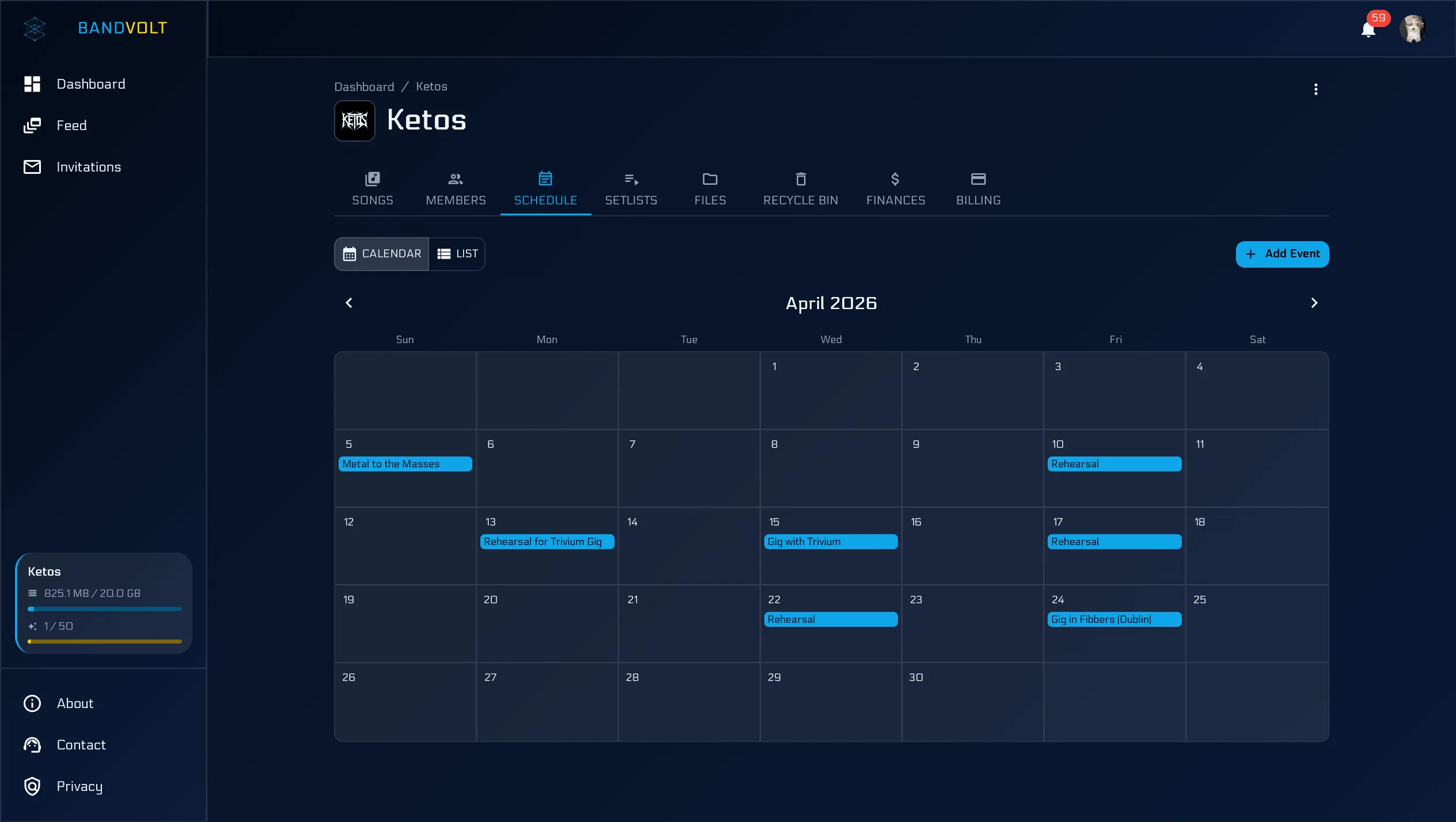 Schedule calendar view