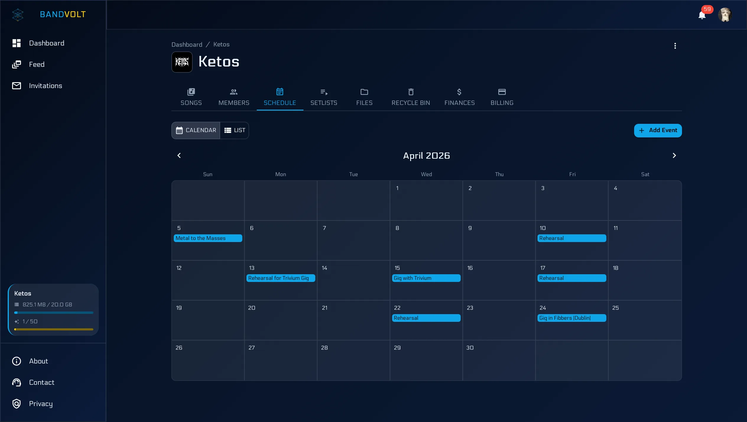 Schedule calendar view