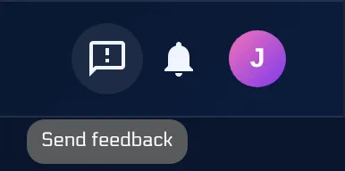 Send feedback icon in the BandVolt header bar next to notifications